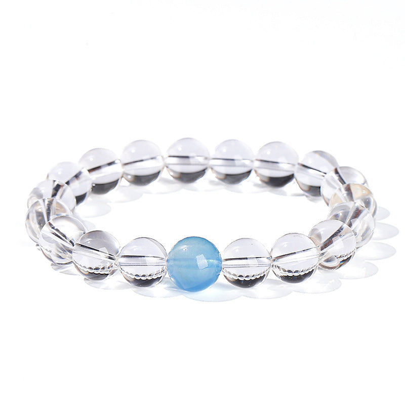 Wholesale Natural White Crystal Aquamarine Top Bead Bracelet