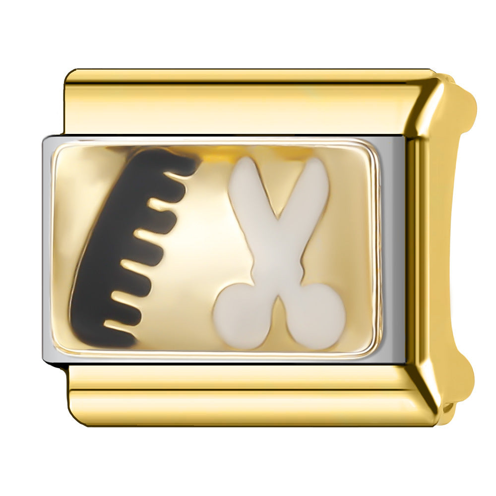 Wholesale Italian Charm Bracelet 9mm DIY Splicing Gold Plated Series Stainless Steel Composable Bracelet