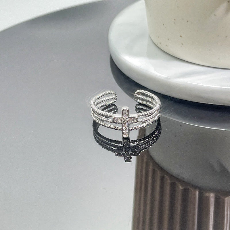 Wholesale  retro cross punk dark personality open ring