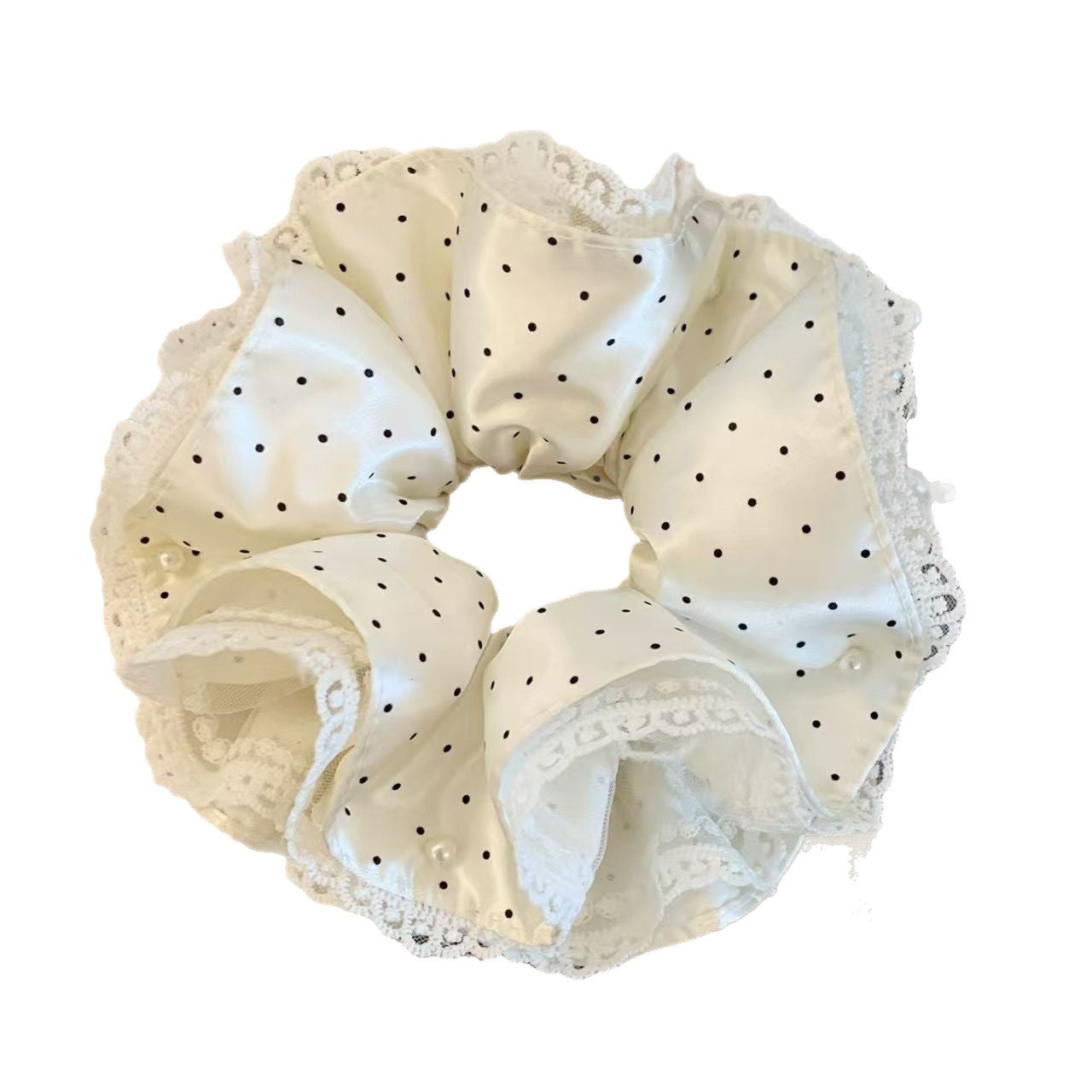 Wholesale Chunky Rainbow Polka Dot Lace Scrunchie Sweet Hair Tie Fashion Accessory Everyday Gift