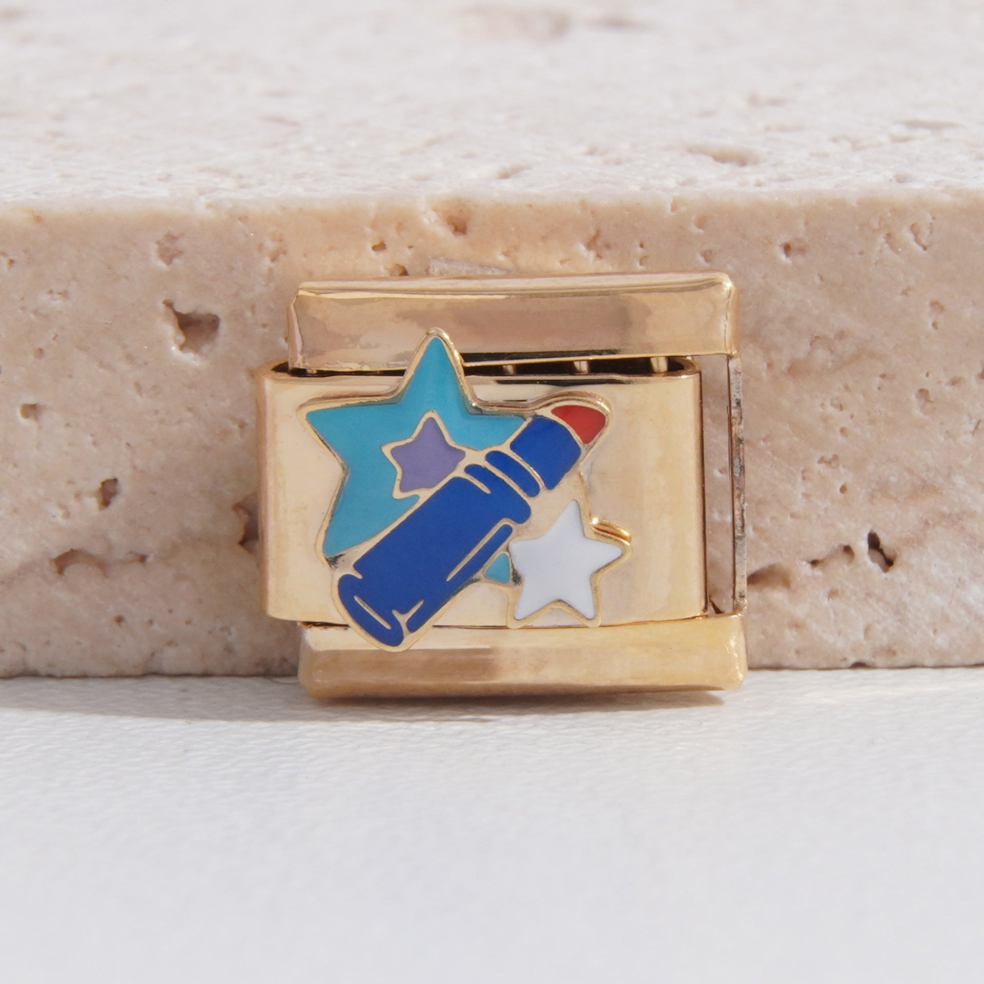 Wholesale Italian Charm Bracelet 9mm DIY Splicing Blue Series Stainless Steel Composable Bracelet