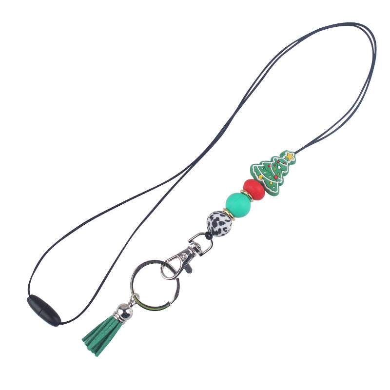 Wholesale Christmas Silicone Bead Accessories Pendant Creative DIY Silicone Wrist Keychain