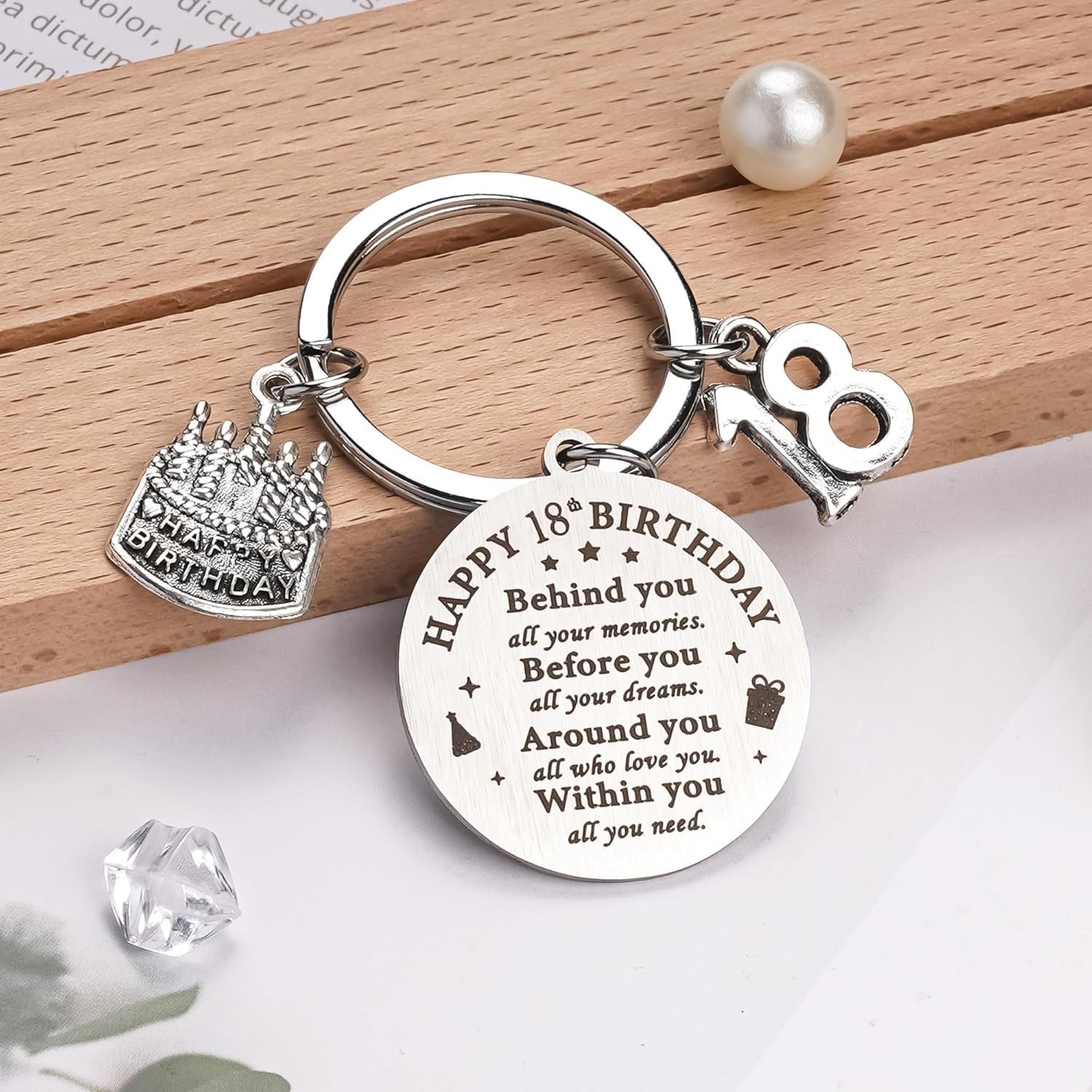 Wholesale Creative Stainless Steel Birthday Cake Thanksgiving Engraved Keychain Gift Decorative Accessory For Everyday Use