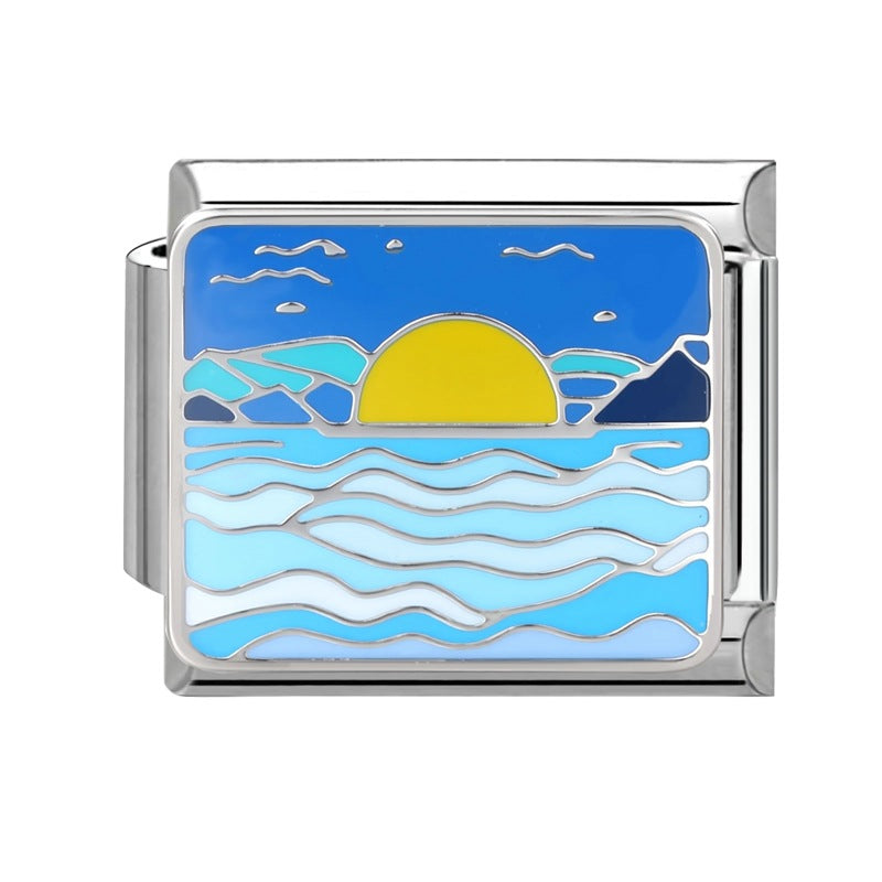 Wholesale 9mm Italian Charm Starter Bracelets DIY Marine Series Stainless Steel Composable Bracelet