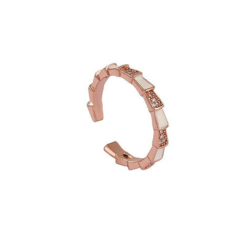 Wholesale Snake Bone Design Open Ring Gold Plated Copper with Crystal Accents Fashion Jewelry Gift