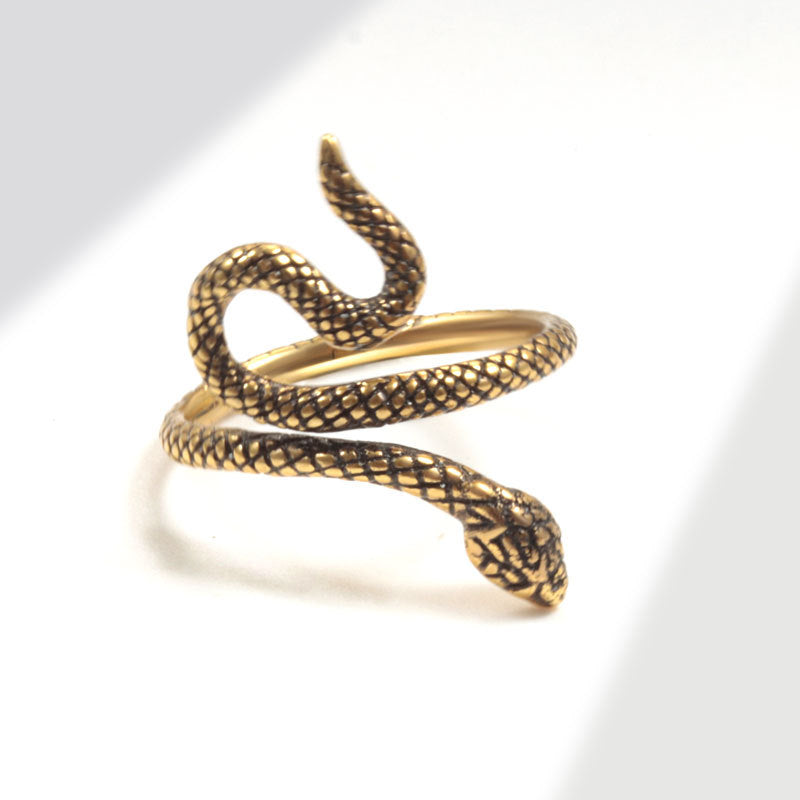 Wholesale Antique Gold Snake Ring Adjustable Copper Jewelry Accessory