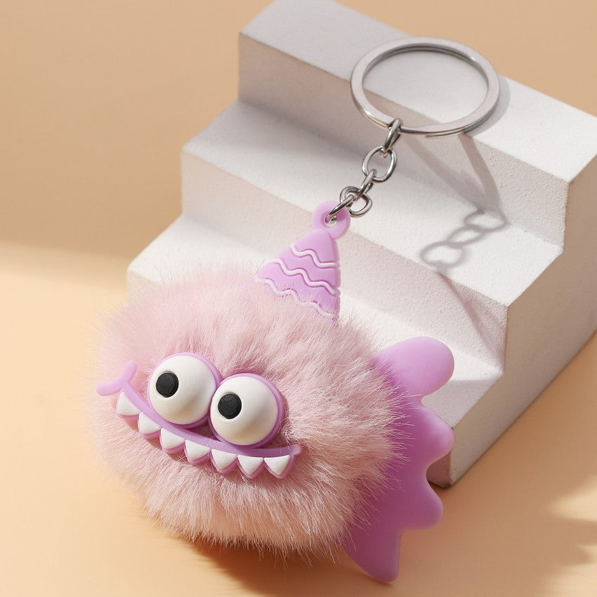 Wholesale Plush Monster Cute Fur Ball Keychains Pom Pom ACC-KC-RongR054