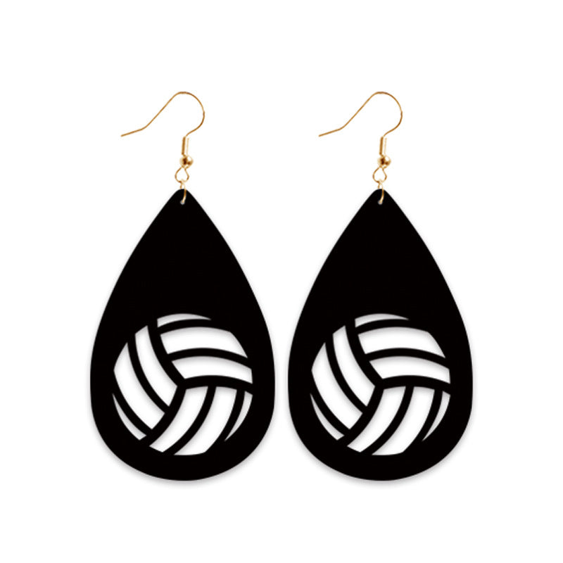 Wholesale 2 Pairs/pack Football Rugby Leather Earrings ACC-ES-HY182