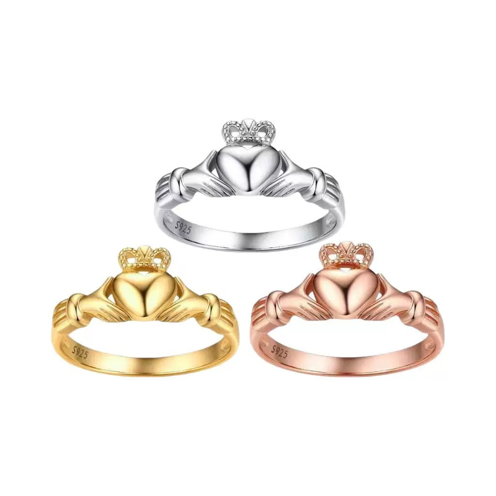 Wholesale S925 Silver Open Ring Crown Heart Design White Gold Tone Fashion Accessory Everyday Wear Gift