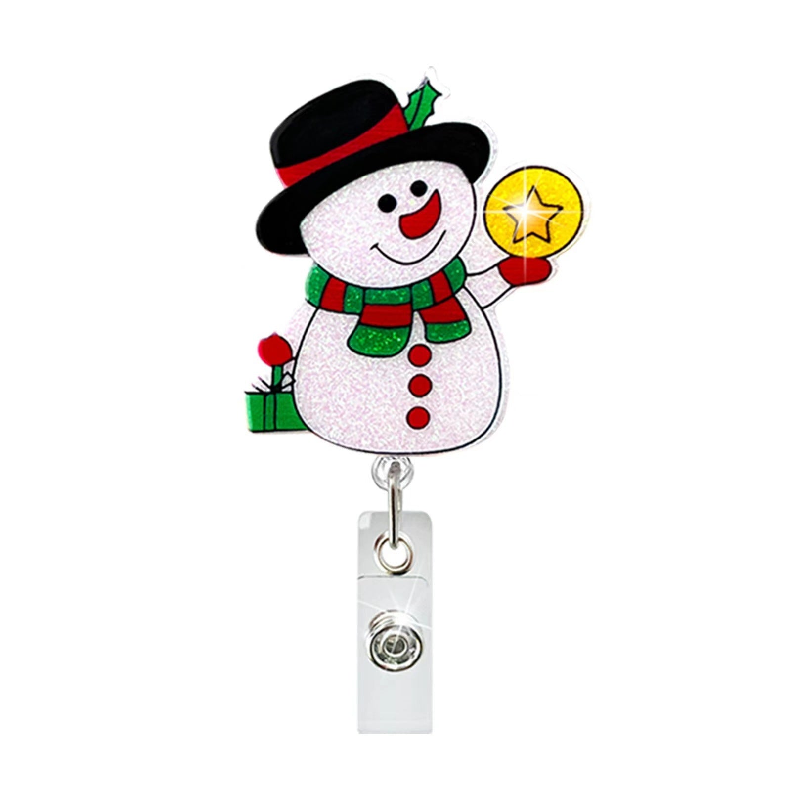 Wholesale Christmas Tree Holiday Glitter Badge Clip Retractable Keychain ACC-KC-LingYu014