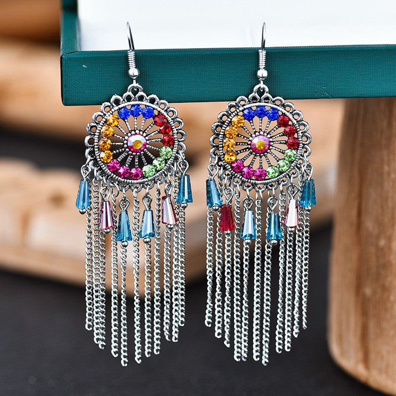 Wholesale Chinese Vintage Tassel Earrings Alloy Electroplating Jewelry Accessory for Women Boutique Resale