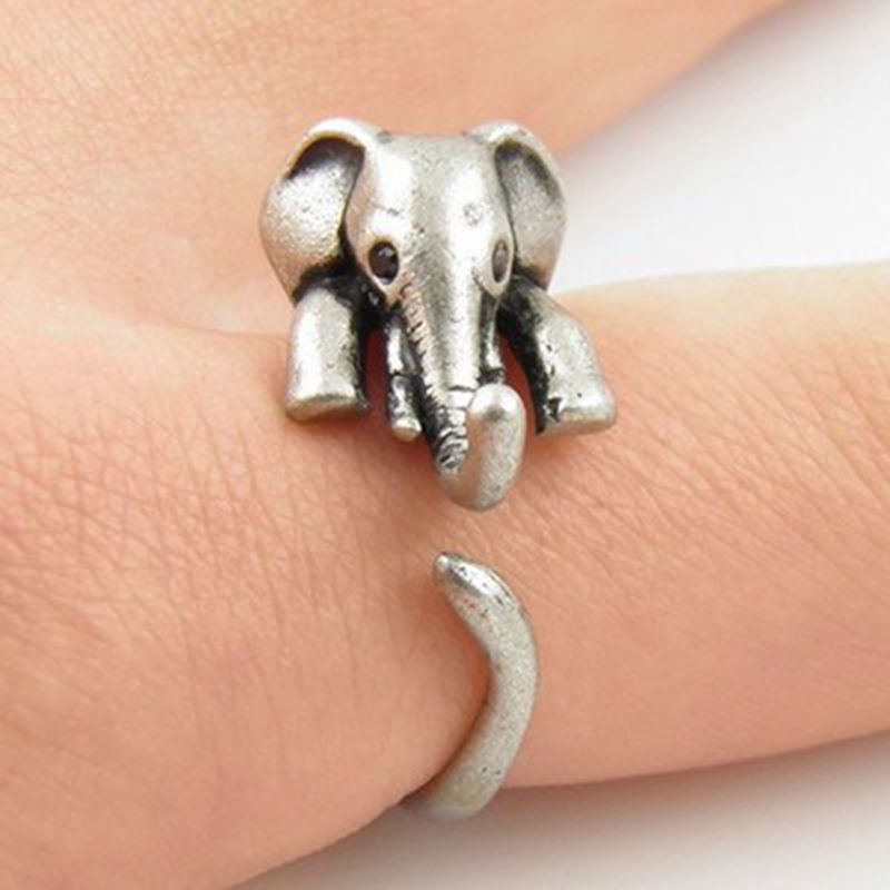Wholesale elephant cartoon mouse animal shape electroplating alloy retro ring