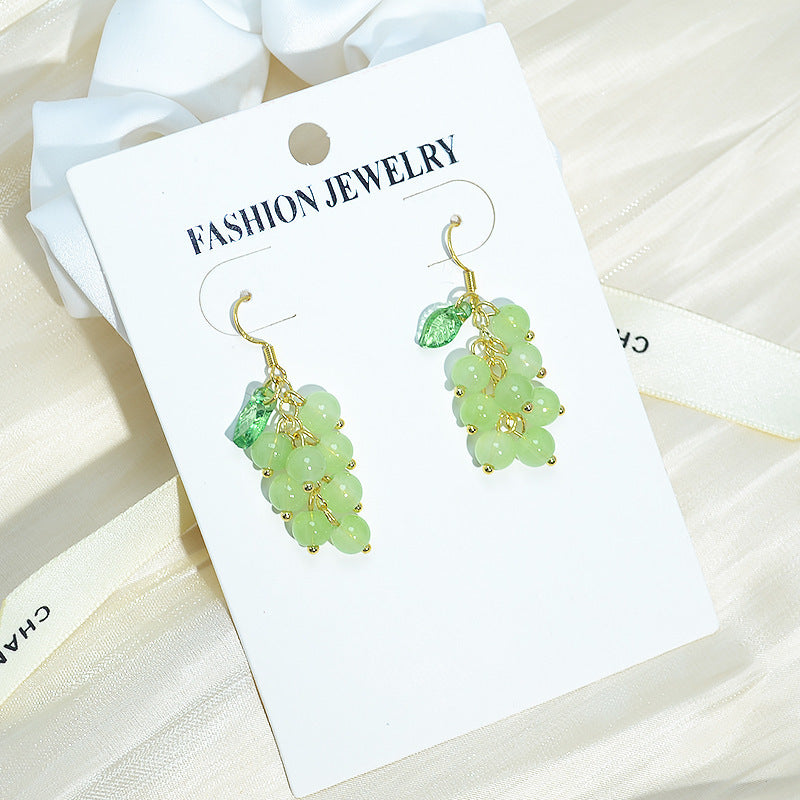 Wholesale long grape bunch red cherry earrings