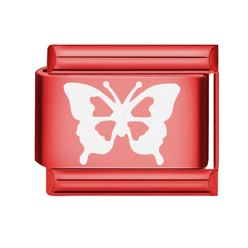 Wholesale Italian Charm Bracelet 9mm DIY Splicing Red Background Stainless Steel Composable Bracelet