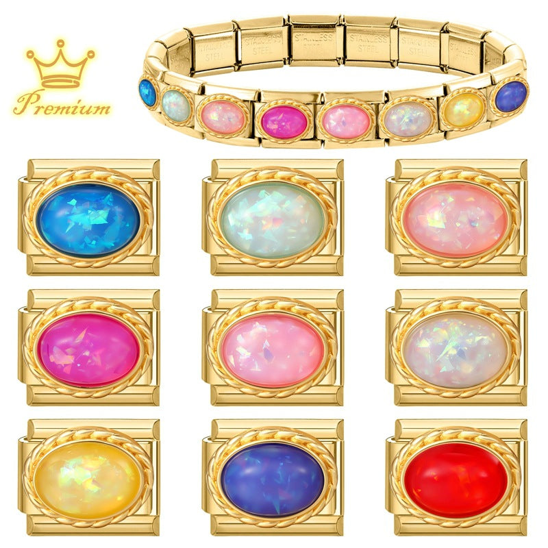 Wholesale Italian Style Modular Bracelet Charms Stainless Steel DIY Jewelry Accessories Multi Color Rhinestone Boutique Resale