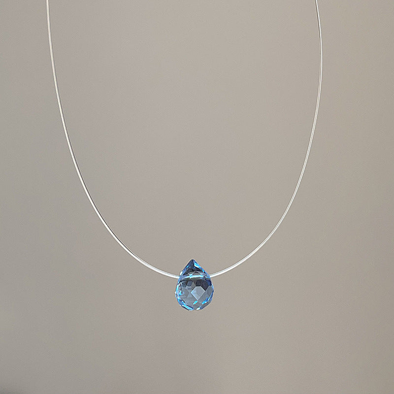 Wholesale Minimalist Style Crystal Zircon Pearl Pendant Fish Line Necklace Women' s Accessible Luxury Versatile Elegant Trendyy Neck Chain Clavicle Chain