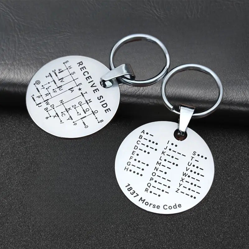 Wholesale Stainless Steel Morse Code Keychain Creative Pendant For Gift Boutique Resale Accessory