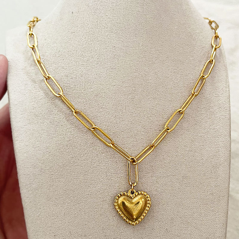 Wholesale stainless steel golden peach heart pendant necklace