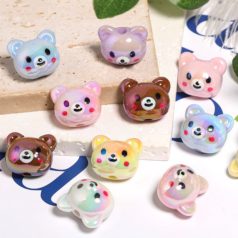 Wholesale 50pcs Acrylic Cute Bear Beads Cartoon Animal Vertical Hole Beads Diy Accessories ACC-BDS-BLG121