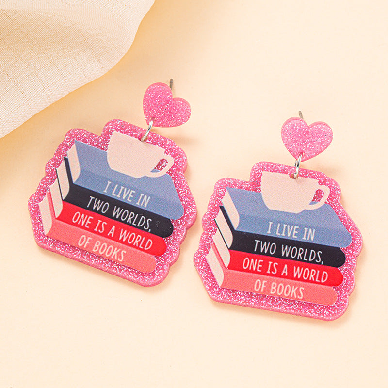 Wholesale Back To School Season Student Book Earrings Acrylic Earrings ACC-ES-Jiay007