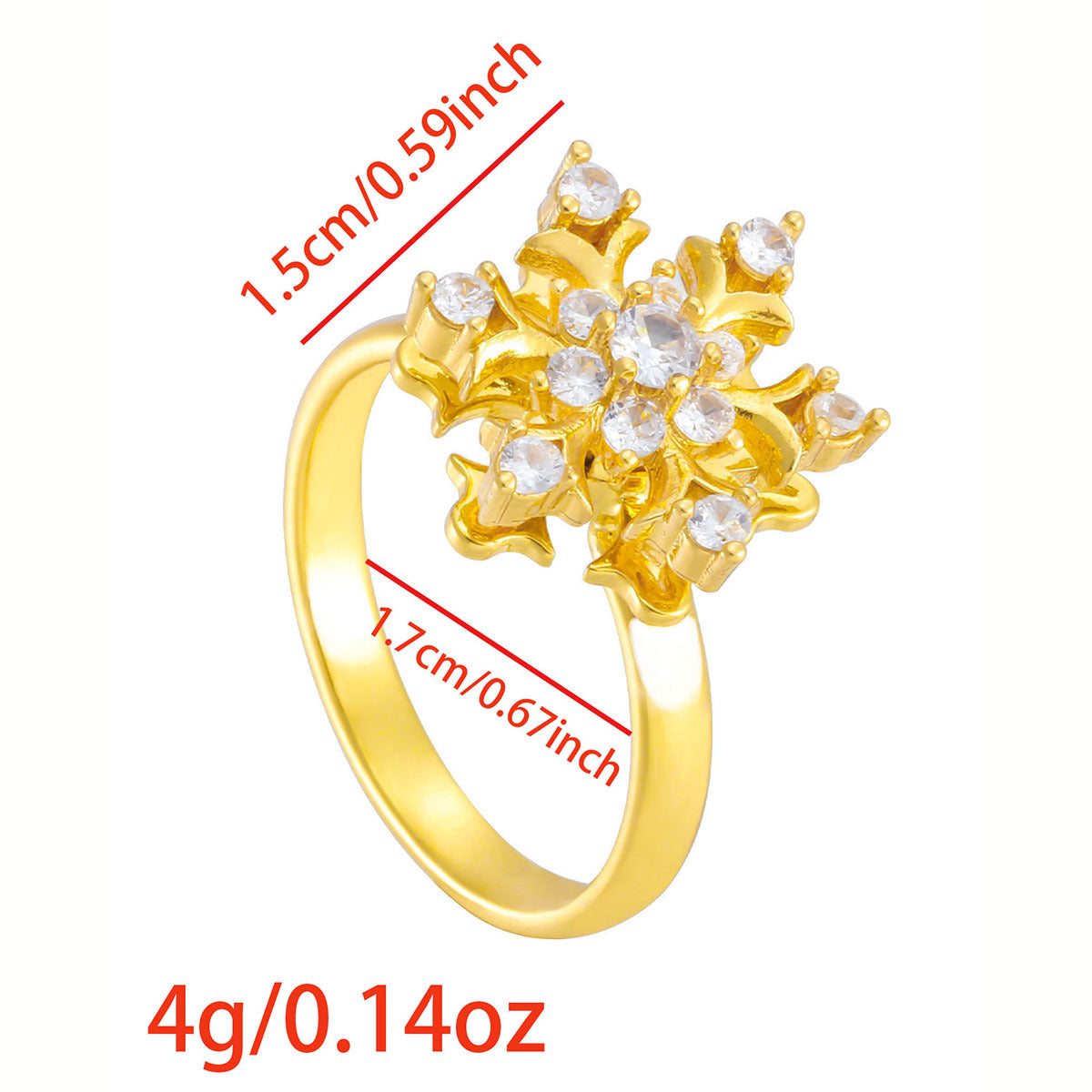 Wholesale Gold Plated Adjustable Rotating Ring Star Moon Zircon Women' s Fashion Jewelry Gift