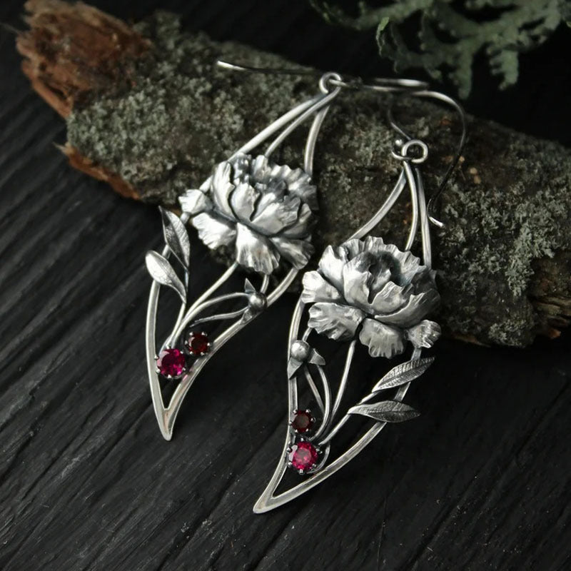 Wholesale Ethnic Style Old Plant Leaf Diamond Earrings
