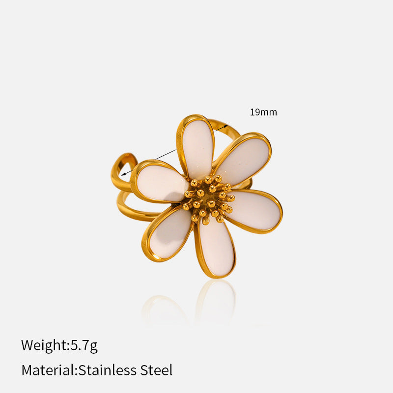 Wholesale  Stainless Steel Oil Dripping Flower Ring