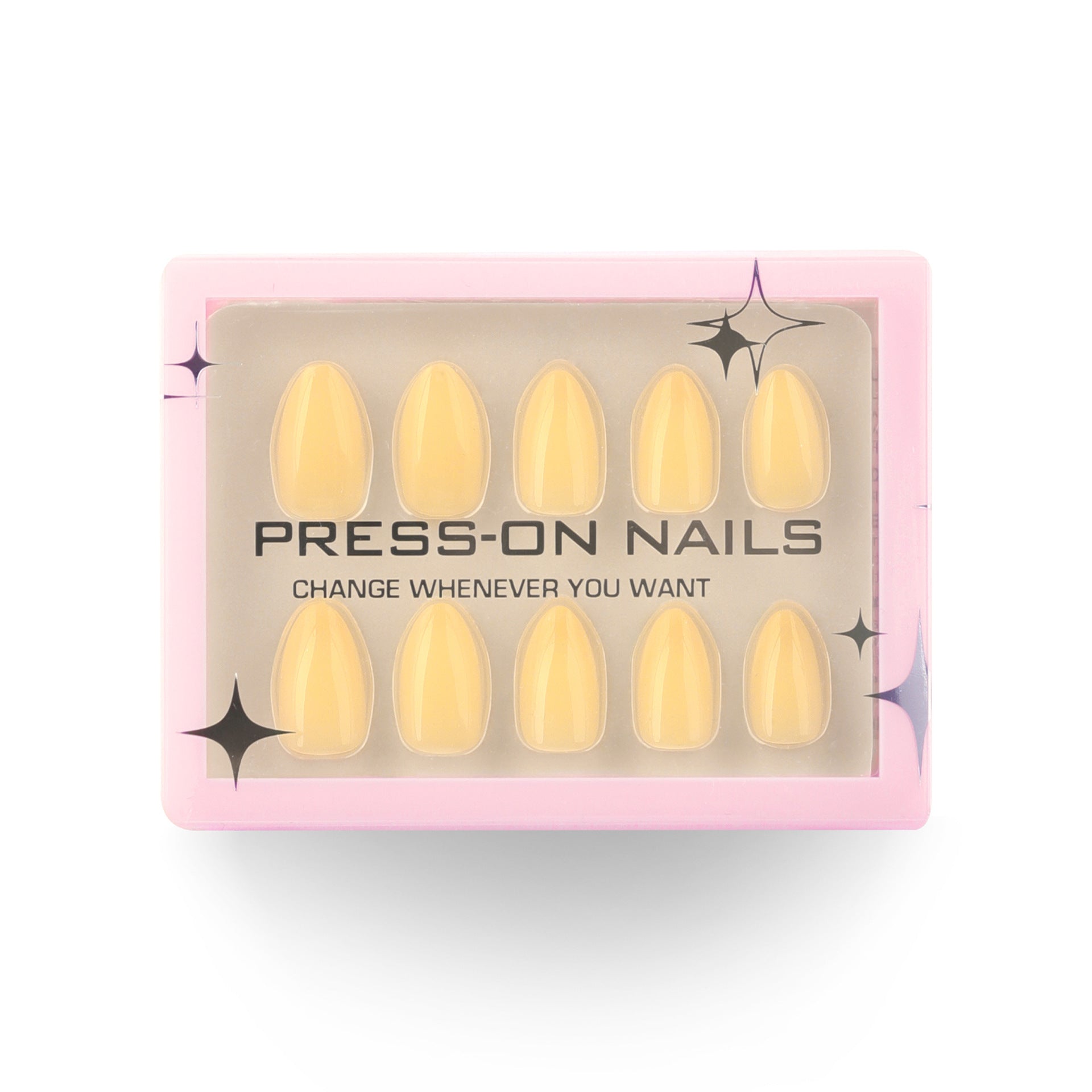 Wholesale 30 Pieces/box Solid Yellow Nails Kits Nail Stickers