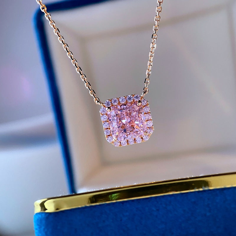 Wholesale Pink Tourmaline Earrings Square Zircon Earrings ACC-ES-KaLuoqi001