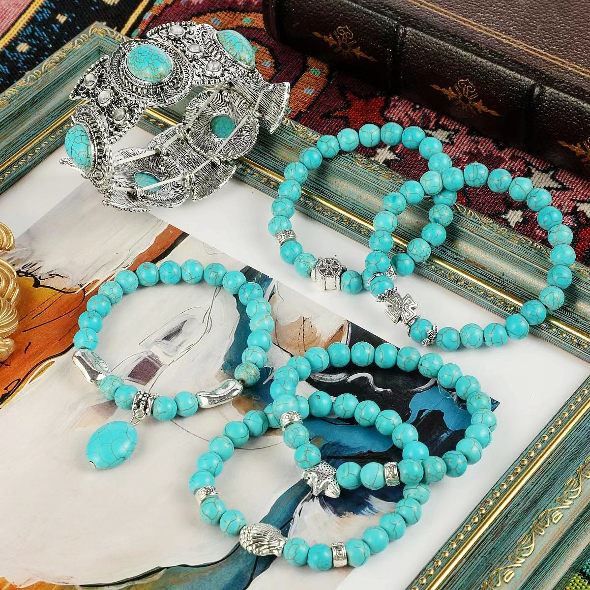 Wholesale Bohemian Ethnic Style Turquoise Beaded Bracelet ACC-BT-ManYi004