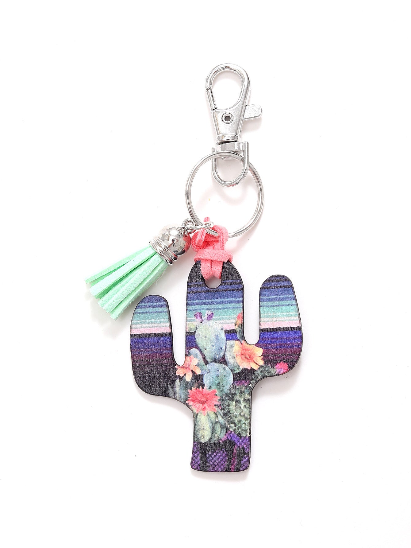 Wholesale Wooden Cactus Keychain Leopard Flower Rainbow Sunflower Keychains