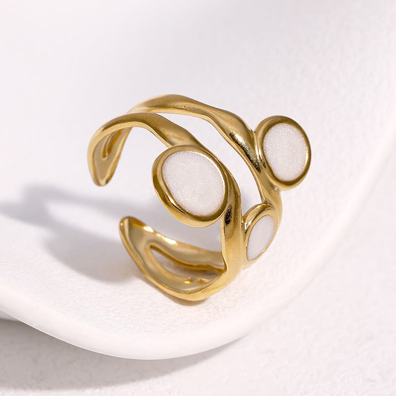 Wholesale Gold Plated Stainless Steel Open Ring Irregular Twisted Design Artistic Jewelry For Women Fashion Accessory Gift