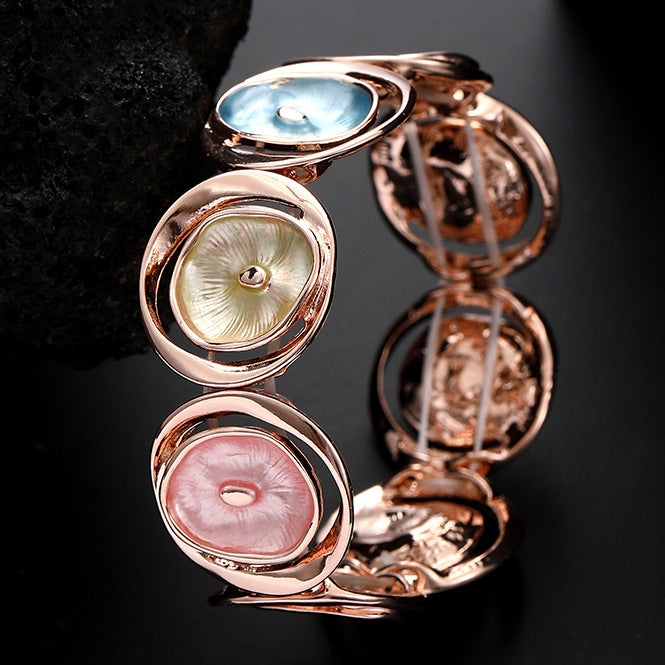 Wholesale  round hollow flower alloy elastic bracelet