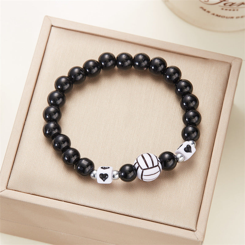 Wholesale volleyball ball bracelet sporty football black rope woven resin bracelet