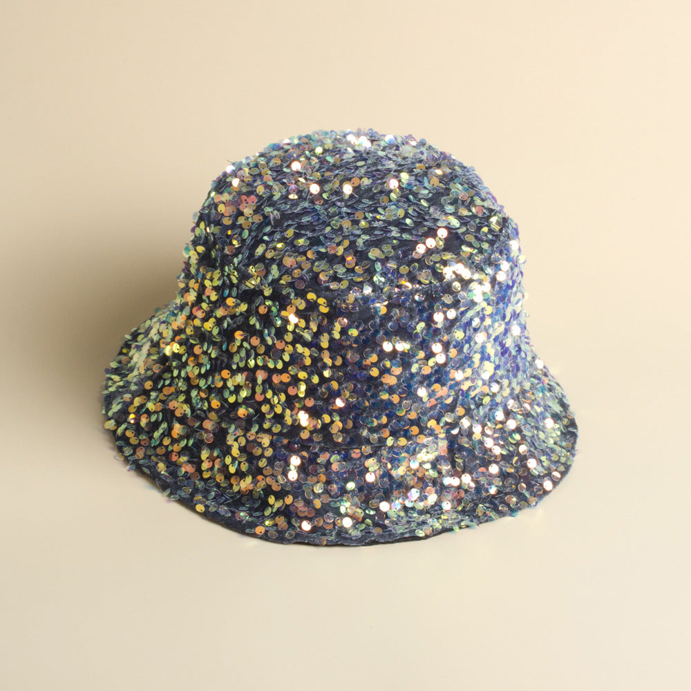 Wholesale Sequined Bucket Hat Elegant Bucket Hat Foldable To Cover Face ACC-HT-HeiYang002