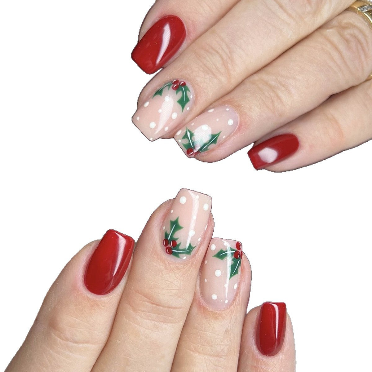 Wholesale 24 Pieces/  box Red mistletoe Nails Kits Nail Stickers
