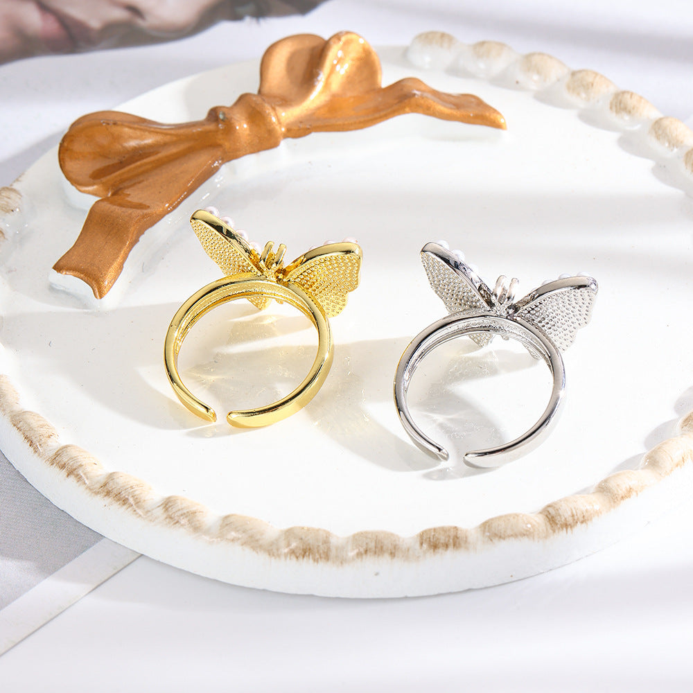 Wholesale 18K copper-plated vintage butterfly open ring
