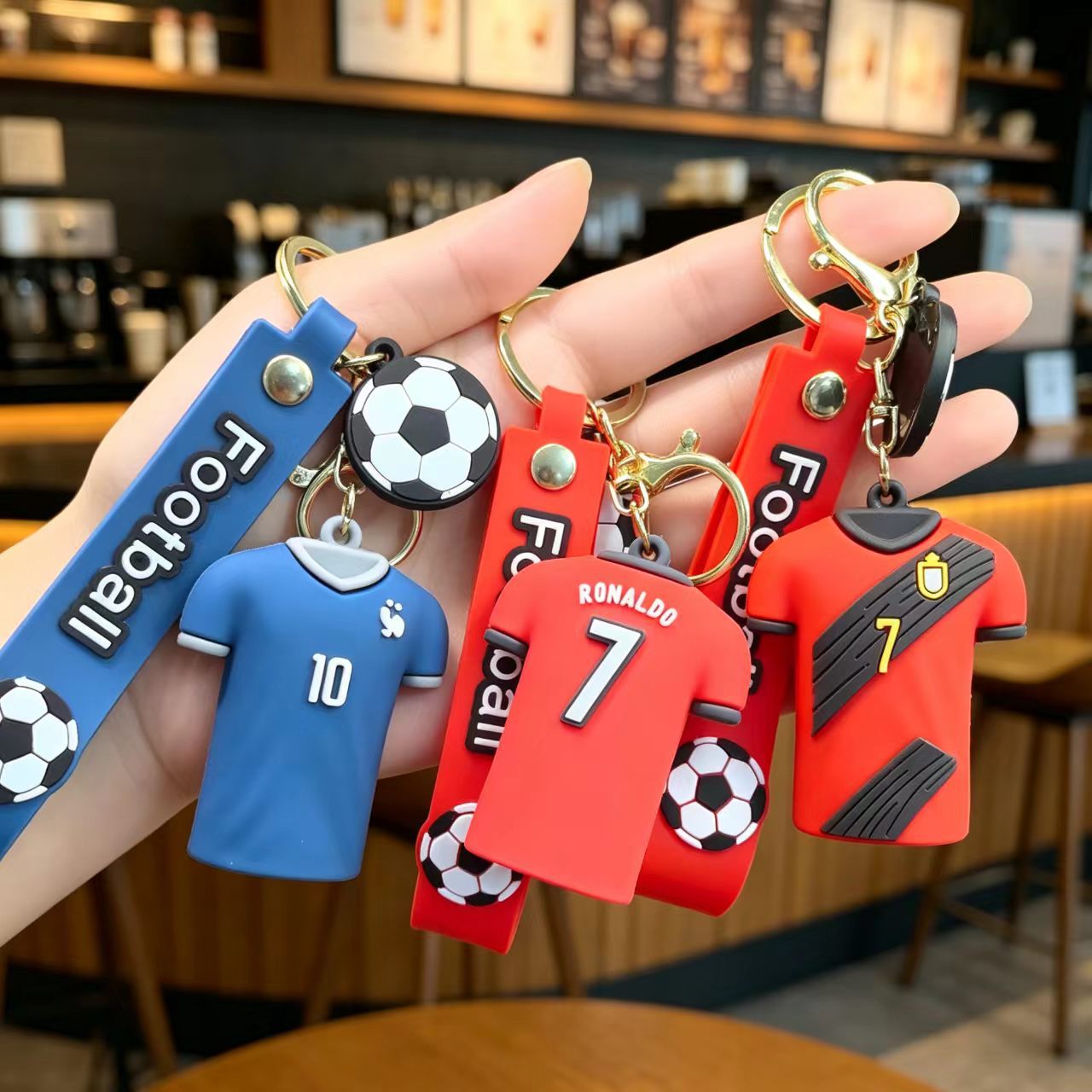 Wholesale # 10 Football Jersey Keychain - Pink PVC Decorative Car Key Accessory for Party Gifts or Resale