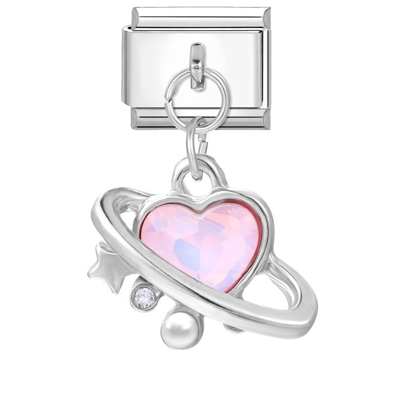 Wholesale Italian modular steel heart pendant DIY bracelet accessories