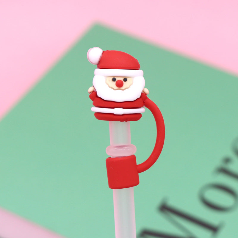 Wholesale Trendy Christmas Silicone Straw Caps Cartoon Party Straw Toppers For 8Mm 10Mm Straws Resale