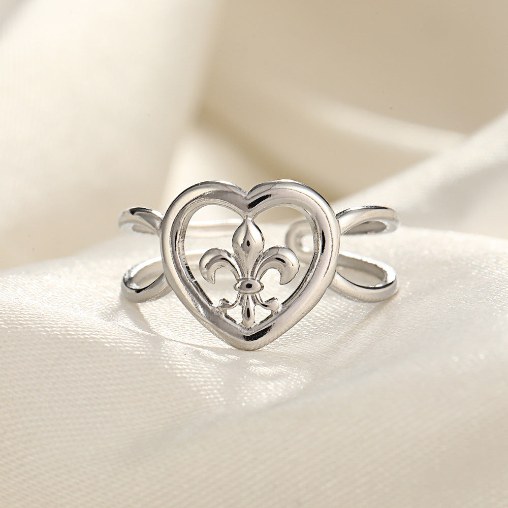 Wholesale Line Hearts Butterfly Irregular Stainless Steel Open Rings  ACC-RS-TaiMei004