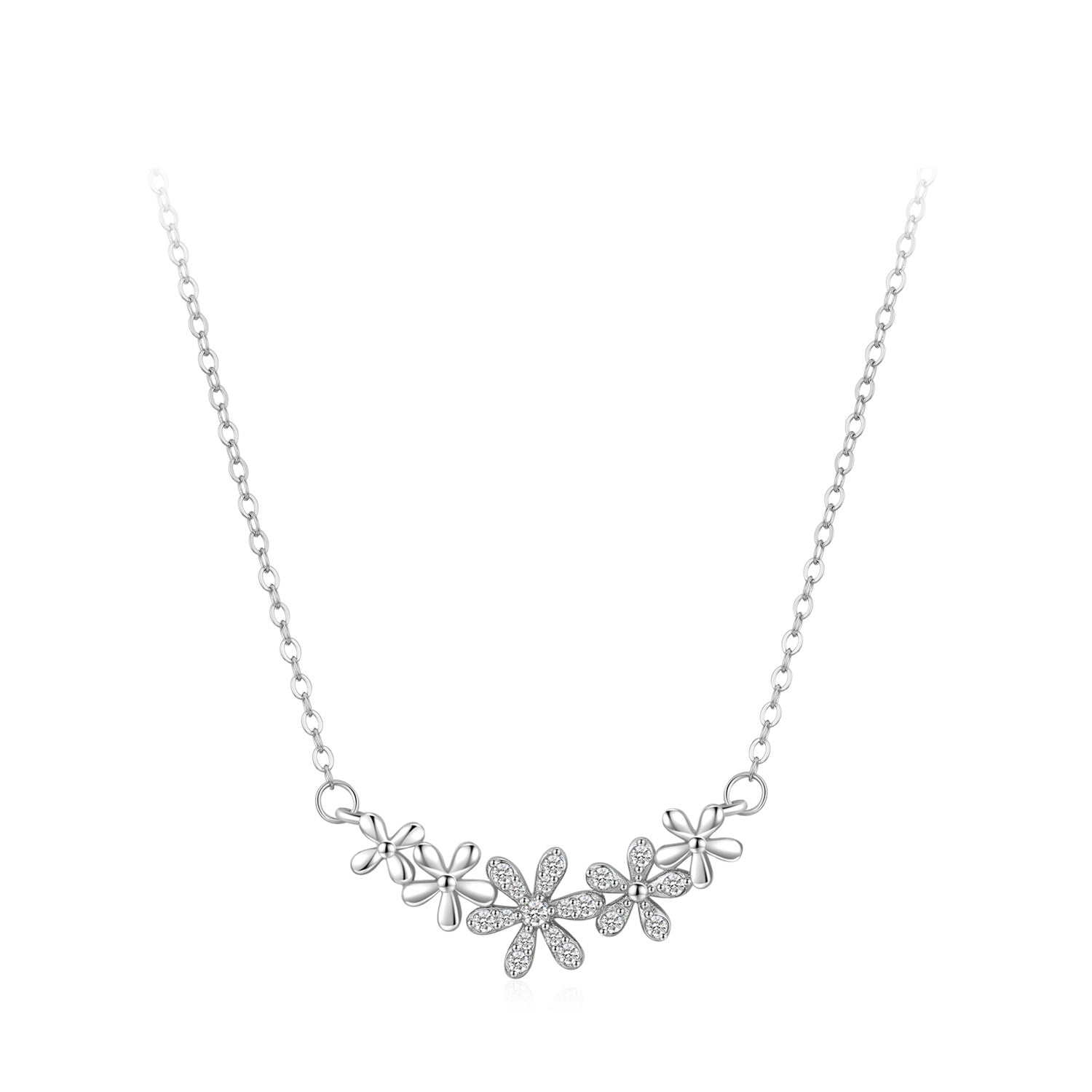 Wholesale s925 sterling silver flower necklace