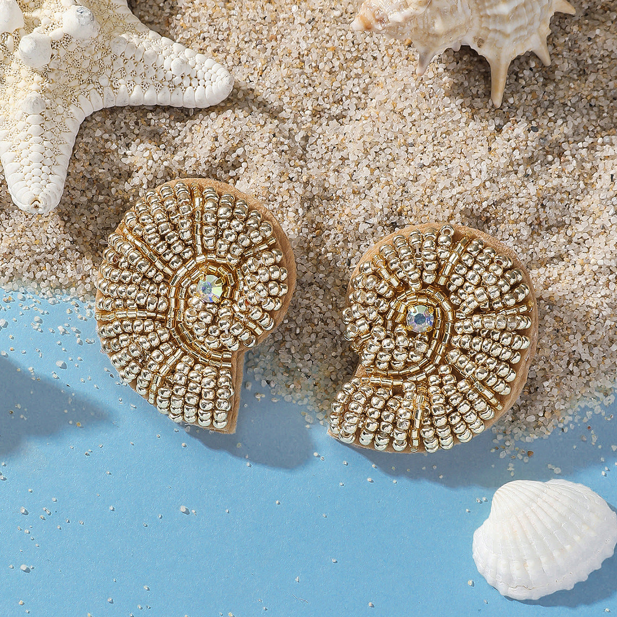 Wholesale Ocean Beach Starfish Seahorse Shell Rice Bead Earrings