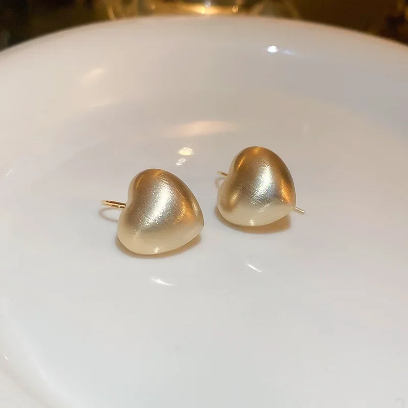 Wholesale  Love Ear Hook Earrings Real Gold Peach Heart Earrings