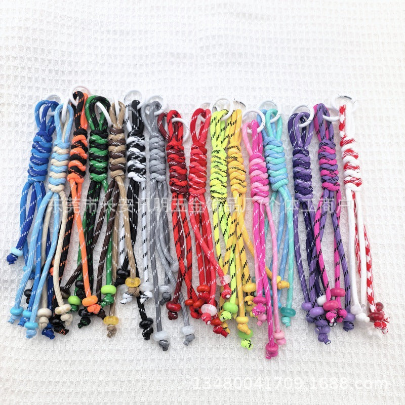 Wholesale Trendy Hand Knitted Contrast Color Keychain Lanyard Polyester Car Key Accessory