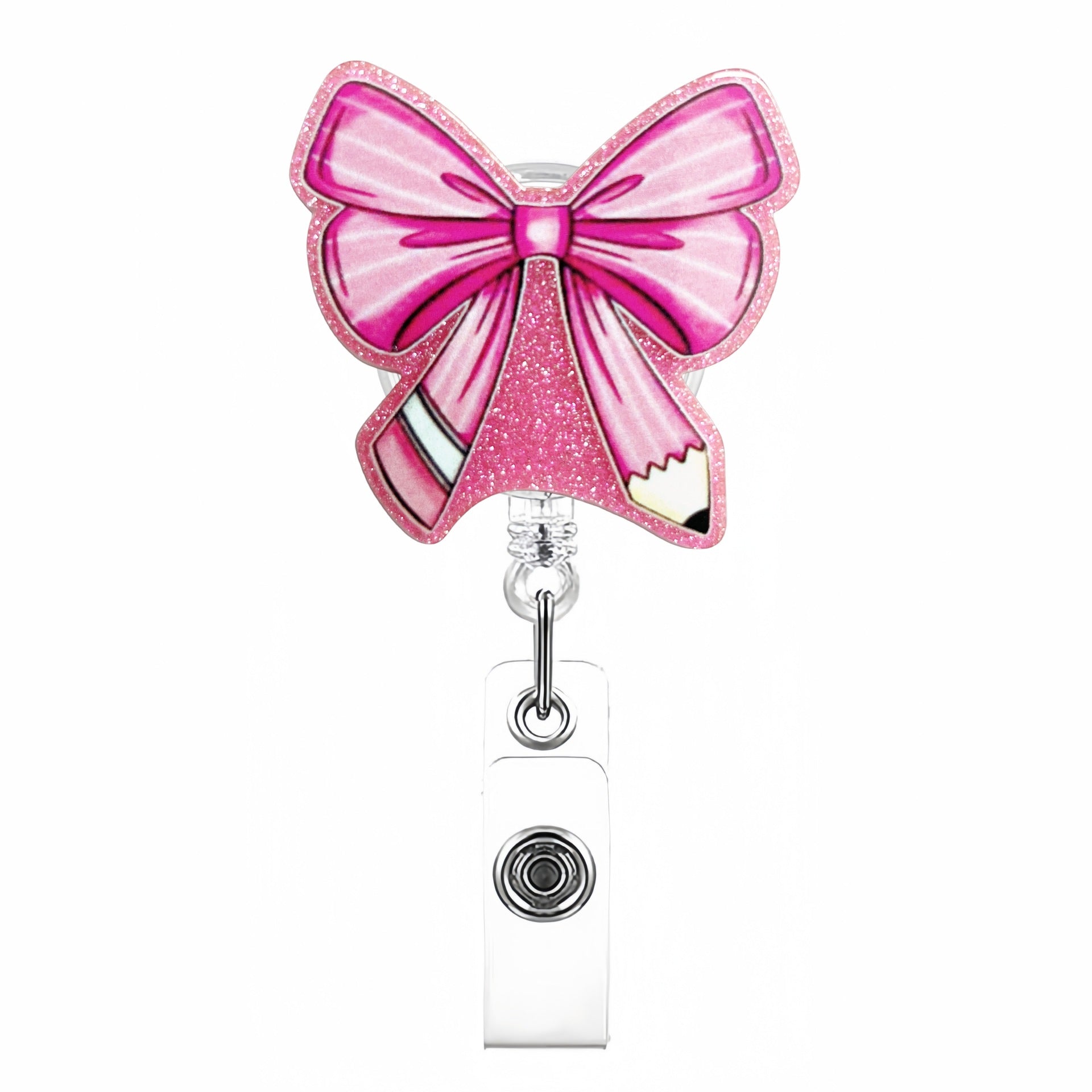 Wholesale Acrylic Creative Bow Badge Reels Keychains