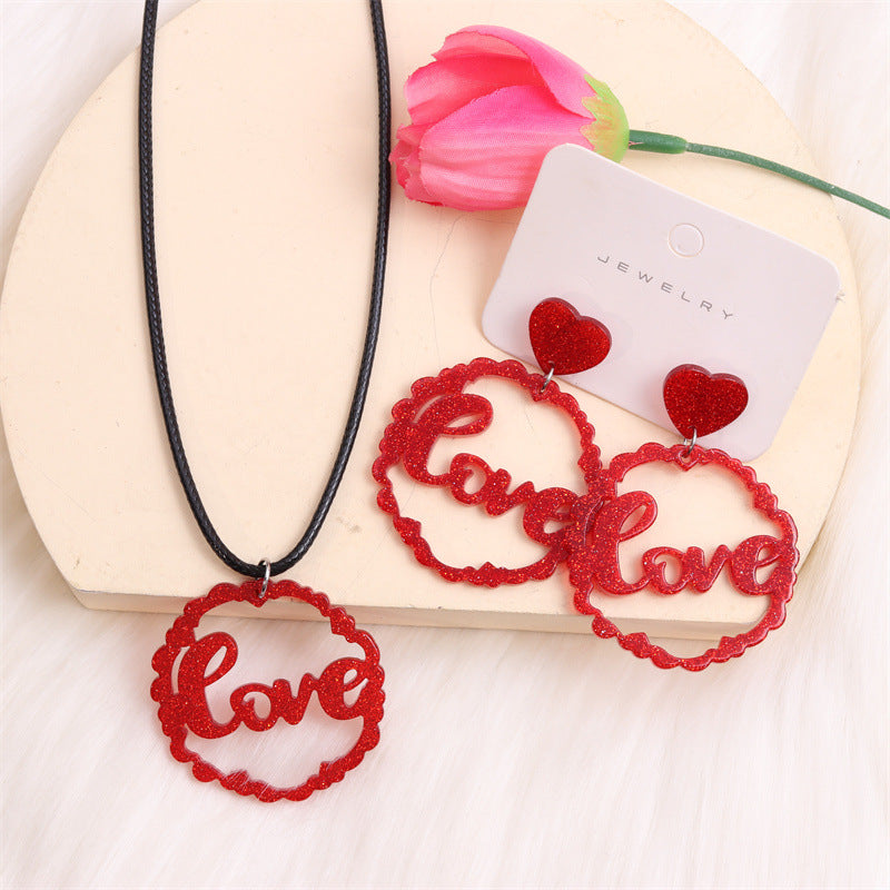 Wholesale Valentine's Day Heart Red Lips Rose Flowers Acrylic Earrings