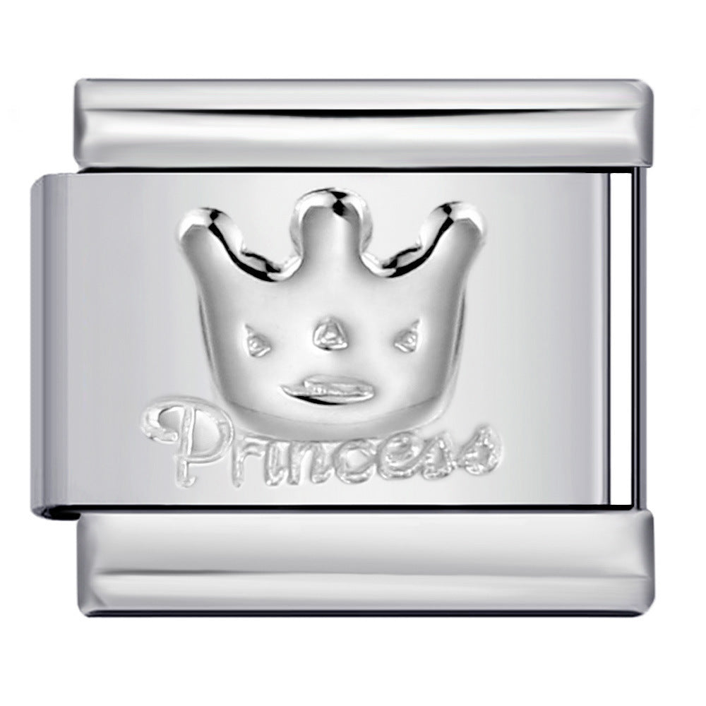 Wholesale  Italian modular  Convex silver stamped pattern DIY titanium steel bracelet