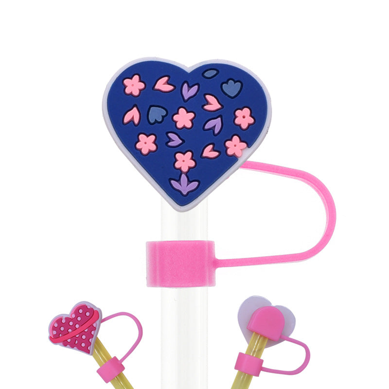 Wholesale Random 100pcs Cartoon Heart Straw Cover Straw Tube Cap