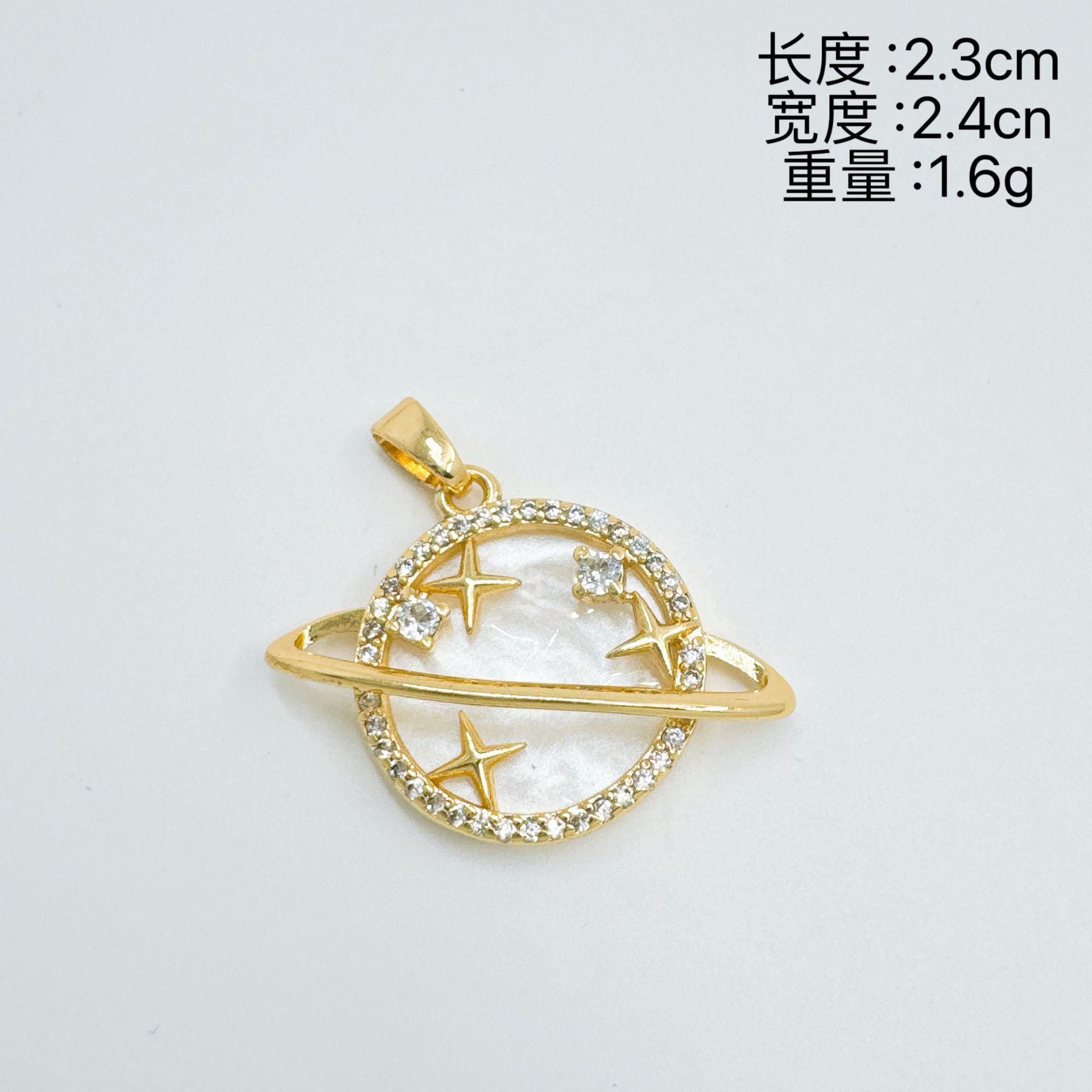 Wholesale Chic Star Saturn Pendant Necklace Copper Gold Plated Zircon Jewelry Accessory